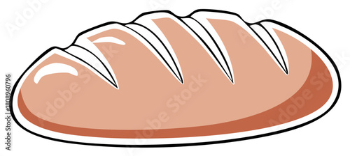 Simple cartoon vector illustration of a fresh loaf of crusty bread