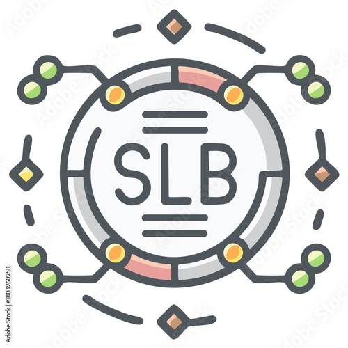 Service Level Agreement SLA icon showing connection nodes and a central circle