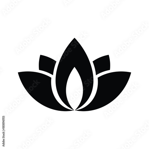 Lotus flower icon, symbol of purity, beauty, and spiritual growth, isolated on