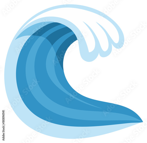 Wallpaper Mural Stylized Ocean Wave Graphic Design with Overlapping Blue Tones and Frothy White Crests Ideal for Summer Projects Torontodigital.ca