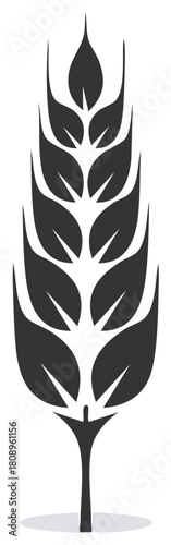 Minimalist dark gray wheat stalk icon symbolizing agriculture and harvest