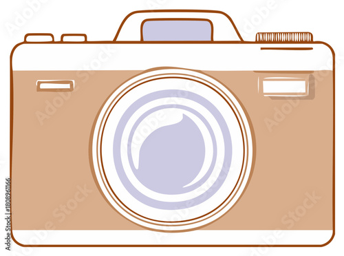 Stylized retro photo camera illustration in a simple hand-drawn doodle style