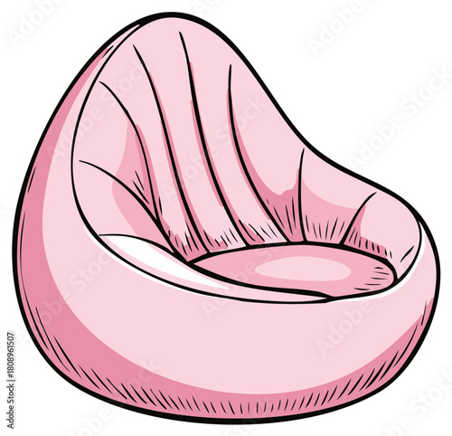 Pink beanbag chair illustration. Modern furniture.