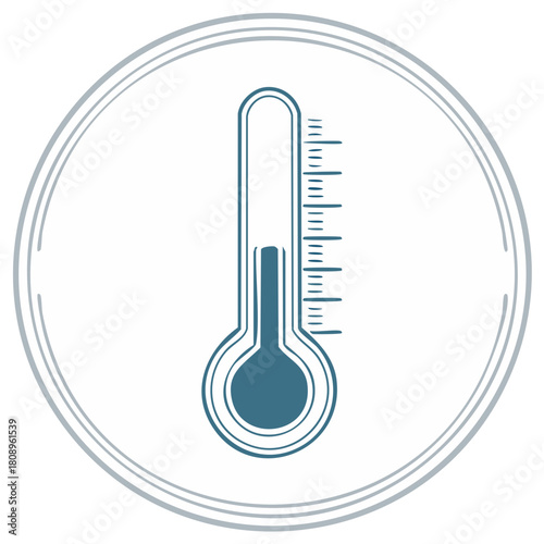 Thermometer Illustration Inside Circular Frame Indicating Health and Wellness Conditions