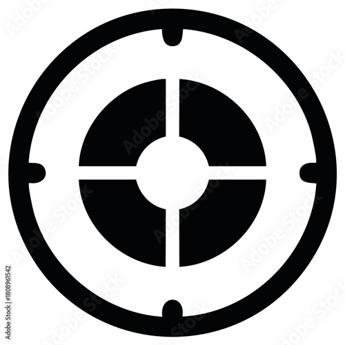 Abstract black and white target icon design for aim, focus, and targeting goals.