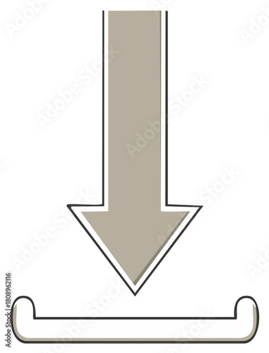 Arrow Pointing Downward Into a Download Tray Symbol Vector