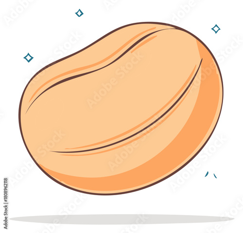 Shiny Peanut Food Illustration Single Peanut Still Life Simple Design Cute Style Icon