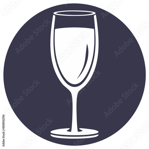 Elegant champagne flute vector icon. Minimalist glass of wine symbol for celebrations and bars.