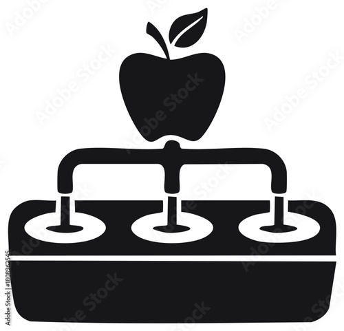 Apple connected to multiple input outputs device symbol