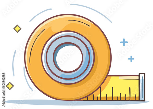 Cartoon Measurement Tape Roll Design Illustration Tool for Precise Sizing