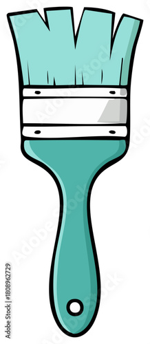 Turquoise Paintbrush with Black Outline for Artistic Creations and Home Improvement