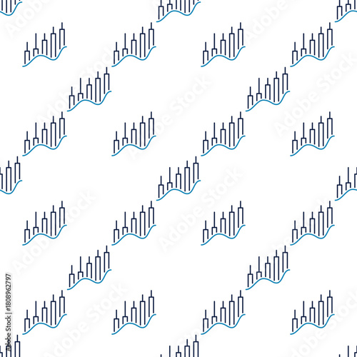Price Chart Wave vector Trading and Investment linear seamless pattern