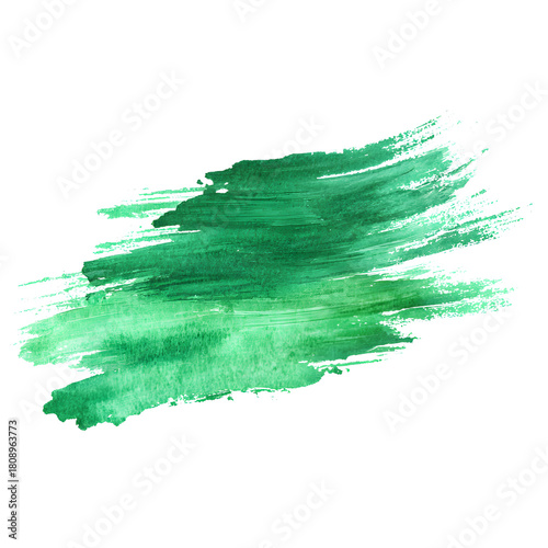 Abstract green watercolor brush stroke PNG transparent for artistic design elements.