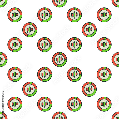 Stock Chart vector Piechart colored seamless pattern