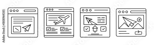 Web browsing digital interface icons concept for online services
