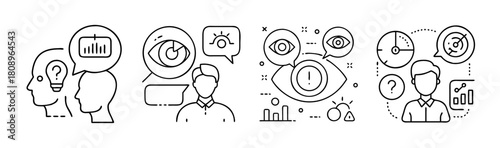 Business intelligence, problem solving, observation, and time icons