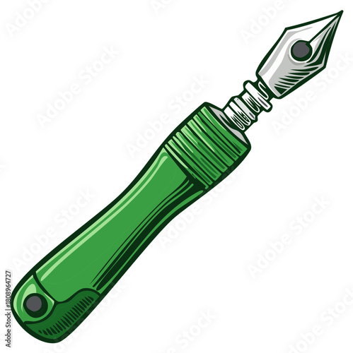 Elegant Green Fountain Pen Illustration Vector Design For Writing And Education