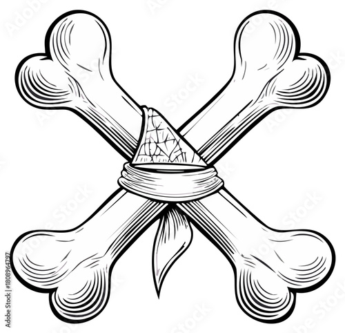 Crossed bones illustration with eye patch, pirate sign, vector design.