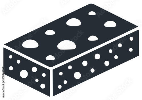 Isometric Sponge Illustration With Holes Simple Kitchen Cleaning Tool Vector Icon