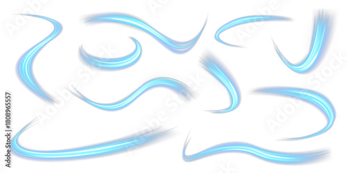 A blue light wave flows as a thin line in a soft png haze and begins to twist gently. Tiny sparks twirl along the curves as calm swirl spreads outward. The glow remains deep blue. Vector illustration.