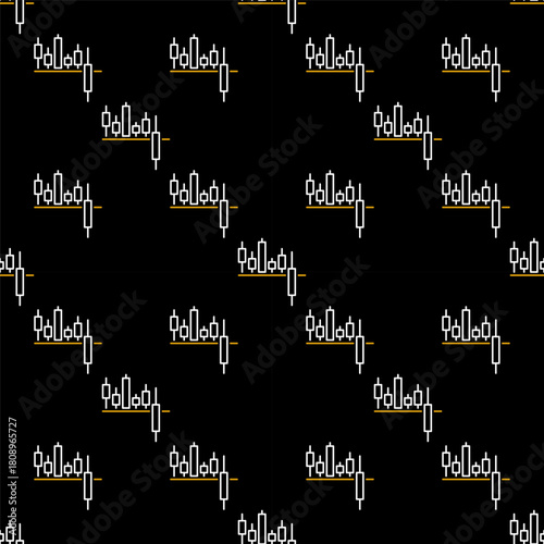 Trading Analysis vector Breakout Candlestick Chart seamless pattern in outline style