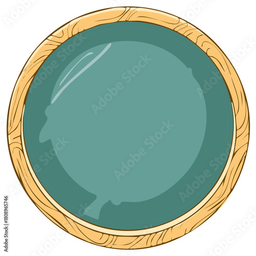 Vector illustration of a fantasy scrying pool or magic cauldron with a creature silhouette