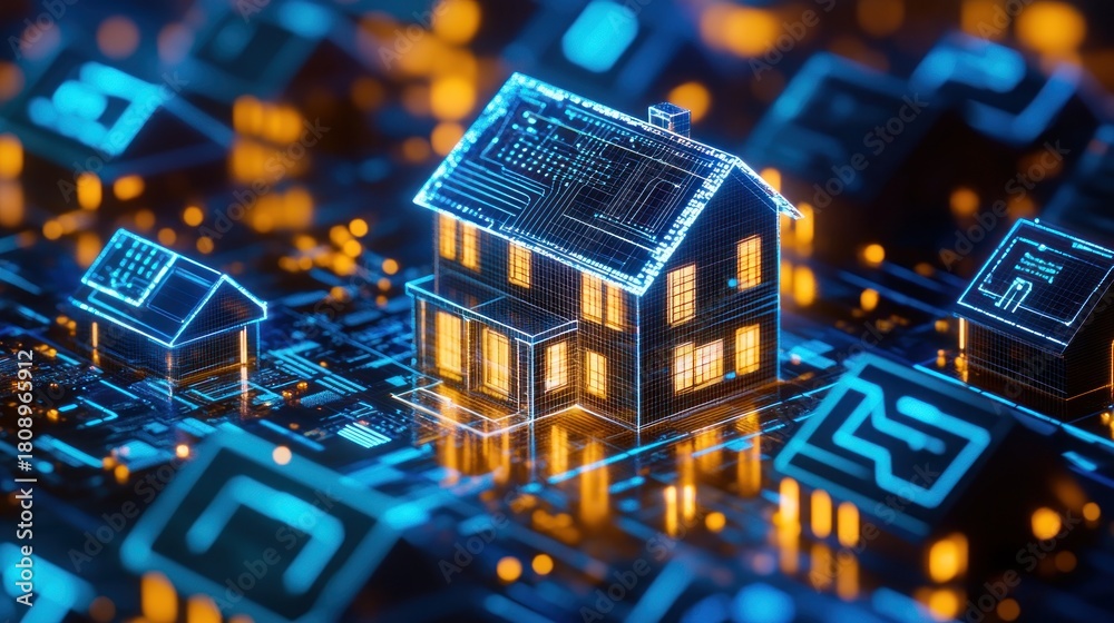 Obraz premium Digital homes modern technology concept