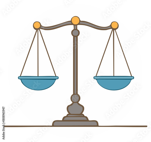 Vector illustration of a scale of justice icon, concept of law and fairness