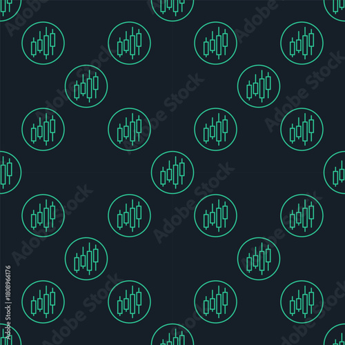 Trading Chart in Circle vector Trading and Investment seamless pattern in thin line style
