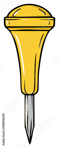 Yellow Cartoon Marlinespike or Fid for Ropes Illustration