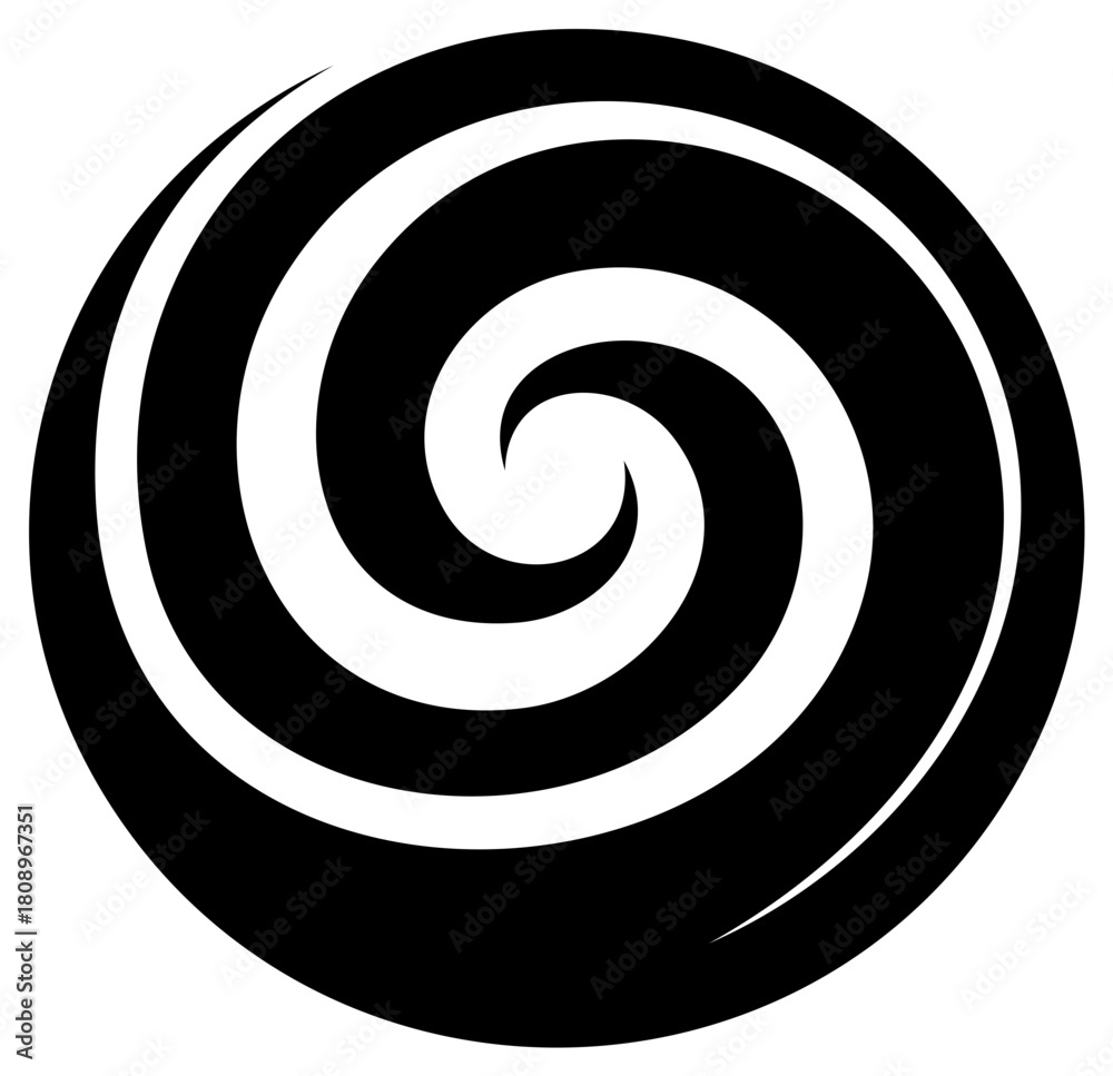 Naklejka premium Abstract Black and White Swirl Pattern Circular Design Element Isolated