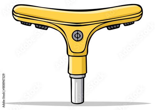 Yellow T-handle Allen key wrench tool cartoon vector illustration for repair and maintenance