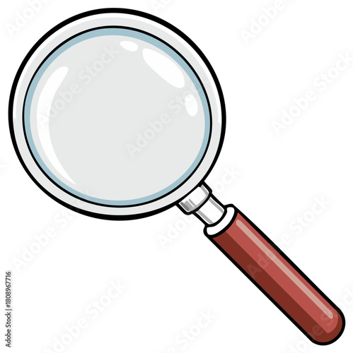 Cartoon Magnifying Glass Illustration for Search Investigation and Discovery