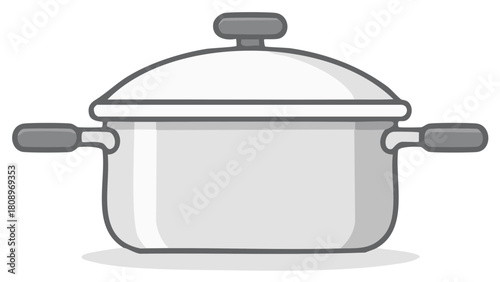 Isolated vector illustration of a metal cooking pot with a lid