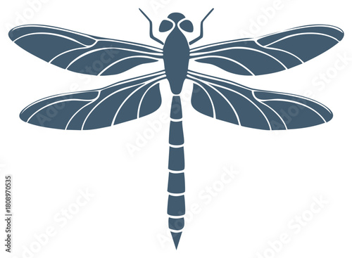 Elegant blue gray dragonfly vector illustration simple stylized insect design with graceful wings