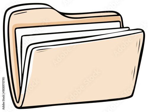 Folder Illustration with Documents Inside for Organizing Files and Information