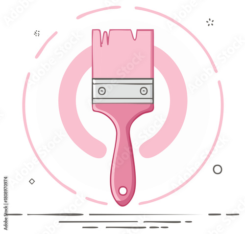 Pink Paintbrush for Home Renovation or Art Projects Isolated on White