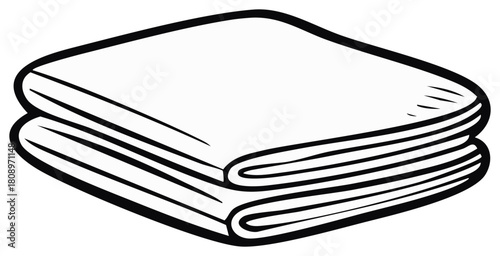 Folded Clothes in a Stack, Simple Outline, Clean Laundry Illustration
