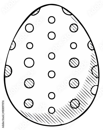 Easter egg with polka dots and hatched circles