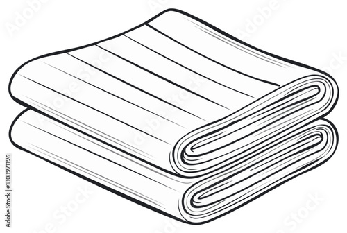 Simple line art drawing of two neatly folded clean textile items stacked