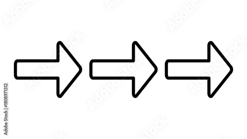 右方向へ連続して並ぶ三つの矢印のイラスト