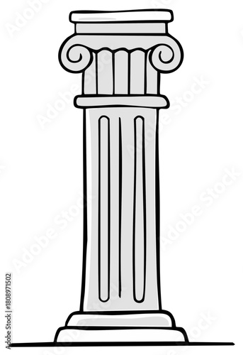 Stylized Ionic Column architectural element with scroll volutes and fluting