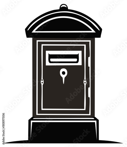 Elegant vintage pillar post box icon vector for classic postal mail delivery communication.