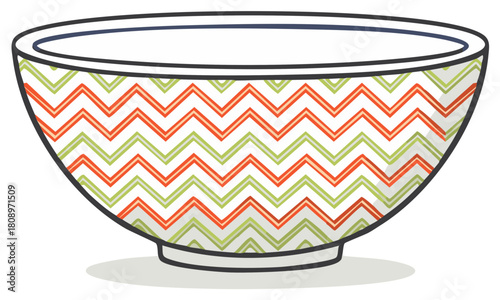 Colorful Bowl with Zigzag Pattern - Empty, Vibrant Design for Food Presentation and Decoration