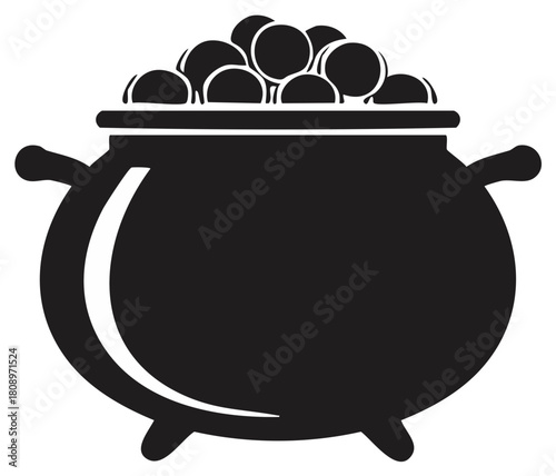 black cauldron with gold coins clip art preview