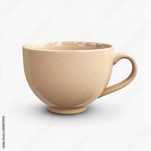 Ceramic teacup isolated transparent background photoreal minimal rendering stock ready household product clean detail