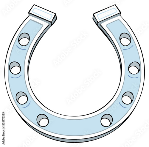 Vibrant light blue horseshoe illustration a classic symbol of good fortune and prosperity