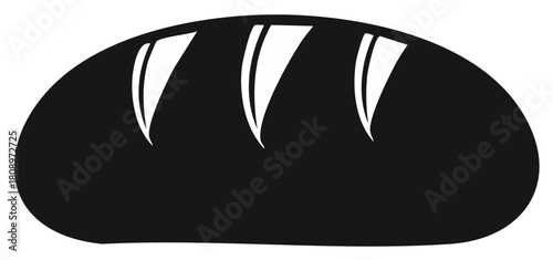 Silhouette of a Loaf of Bread with Characteristic Slices. Isolated Bakery Product