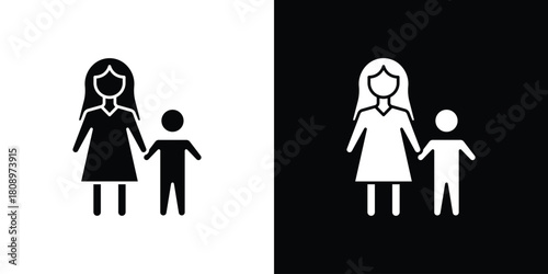 Baby sitter icon in glyph shilhouette black and white colors