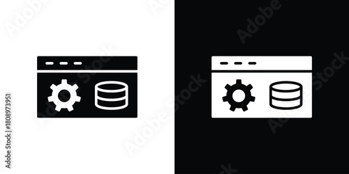Backend icon in glyph shilhouette black and white colors